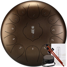 华蜀 空灵鼓15音新升级13音11音12寸莲花款色空鼓打击乐器手碟忘忧钢舌鼓初学者专业手敲乐器 新款莲花款13音 古铜色