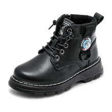 圣芙恺儿童马丁靴真皮加绒男童保暖皮鞋英伦风单靴潮中大童学生棉鞋 黑色棉靴 26码/内长16.3cm