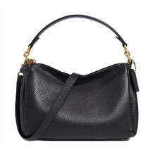 蔻驰 COACH 奢侈品 女士专柜款 SHAY系列 中号手提单肩包黑色鹅卵石纹皮革 601 B4 BK