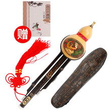 名森葫芦丝初学者成人儿童入门演奏葫芦丝乐器 紫竹真葫芦丝双音降B调+高档皮盒+教材