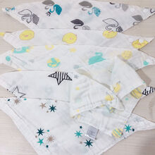 【宝宝三角巾纯棉】婴儿口水巾三角巾纱布柔软新生儿围嘴双按扣 夏季薄款三角巾男宝随机5条