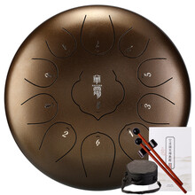 华蜀 空灵鼓15音新升级13音11音12寸莲花款色空鼓打击乐器手碟忘忧钢舌鼓初学者专业手敲乐器 新款莲花款11音 古铜色