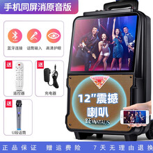 金正广场舞音响带显示屏幕大屏无线话筒拉杆户外音箱K歌家用蓝牙唱歌跳舞一体机移动ktv大功率音量播放器 15寸高清同屏版+U段话筒