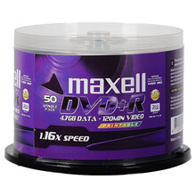 麦克赛尔（maxell）DVD+R光盘 刻录光盘 光碟 空白光盘 可打印光盘 16速4.7G台产 桶装50片