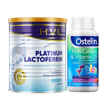 KVL可维乐乳铁蛋白含免疫球蛋白1g/袋*60袋+奥斯特林 Ostelin 儿童钙片维生素D咀嚼片90片