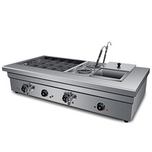 hotkitch 电热格子双缸关东煮机器商用麻辣烫锅小吃设备串串香煮面炉汤池不锈钢电炸锅商用燃气摆摊 20格关东煮+煮面炉+双汤池【电热款】