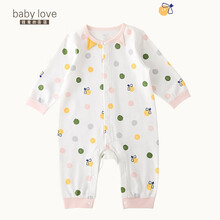 babylove娃爱的蓓蓓21春婴儿连体衣纯棉长袖打底新生儿哈衣男女宝宝爬服四季款 茱萸粉 59