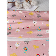 纯棉宝宝布料全棉无荧光包被内衣汗巾秋衣裤针织布婴儿A类棉面料 粉色彩虹兔