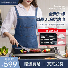 西克玛 韩式电烧烤炉家用室内微晶面板无烟煎肉烤肉锅羊肉串电烤盘多功能料理烤串机铁板烧烤盘家庭铁板烧 黑色