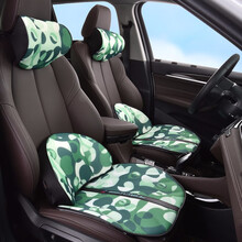 牧宝汽车座垫头枕腰靠三宝套装 适用于宝马5系530li525奔驰E级C级gla级迈腾速腾 绿色 厂家直发