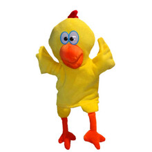 手偶玩具动物套手安抚玩偶表演腹语嘴巴能动恐龙兔子狼布偶可张嘴 深卡其布色 张嘴：带脚小鸡