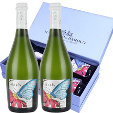 超市	【DOCG级起泡白葡萄酒】意大利进口莫斯卡托阿斯蒂Moscato D'Asti（买2箱配香槟杯2个） 礼盒双支装（750ml*2支装）