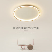 若朗卧室灯简约圆形超薄客厅吸顶灯现代书房灯北欧家用温馨浪漫房间灯 金色 50CM 无极调光 31W