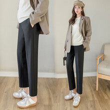 米度丽 孕妇裤子春秋外穿时尚阔腿裤休闲裤长裤上班裤潮妈秋装孕妇春秋装 黑色 M