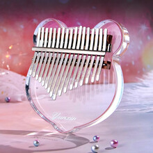 kalimba卡林巴拇指琴手指琴透明水晶拇指琴初学17音巴林琴乐器 17音熊嘟嘟【透明】