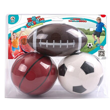 儿童橄榄球足球篮球三合一组合套装小皮球拍拍球玩具 足球+篮球+橄榄球+打气筒