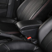 适用于长城M4扶手箱专用哈佛炫丽哈弗M2汽车中央手扶原装改装配件免打孔 曲面单层款【黑色红线】单层储物+面板伸缩