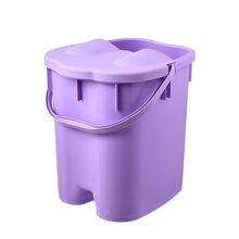 家用带盖足浴桶按摩泡脚桶足浴盆足疗过小腿塑料手提洗脚桶洗脚盆 超大号紫色有盖