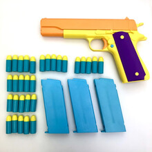 儿童玩具枪软柯尔特半自动下供弹软弹枪对战男孩8岁 【畅玩】橙 3弹夹30软弹+送护目镜