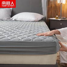 南极人 磨毛夹棉床笠单件床垫保护套固定防滑床单单人防水床罩双人家用席梦思保护罩床上用品 摩卡灰 180*200cm【适合厚度10-30cm床垫】