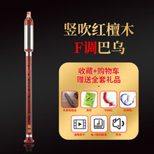 荣凯巴乌考级纯红檀实木横吹竖吹红木G调F调小学生成人初学专业演奏乐器 红檀木竖吹F调+【全套礼品】