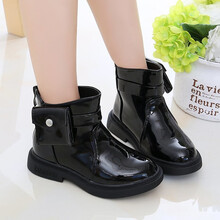 蕊派小女孩马丁靴小书包女童公主靴冬季儿童棉鞋中大童短靴 黑色 27码/16.4cm