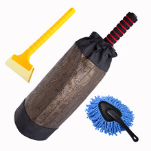 汽车除尘掸子清理灰土专用工具车载扫灰鸡毛车用擦车刷子拖把用品 圆掸子+收纳包+小掸子+除雪铲