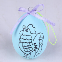 复活节彩蛋卡通彩绘仿真鸡蛋塑料彩蛋儿童diy手工手绘画画涂色 图案款浅蓝色1个
