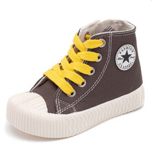 蒂布豆儿童帆布鞋2021春秋新款童鞋男女童布鞋中小童高帮板鞋小白鞋幼儿园室内鞋 灰色 26码内长16.5cm