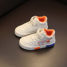 儿童鞋子冬季加绒男童二棉鞋2020新款保暖加厚女童棉鞋高帮板鞋潮 米色 23