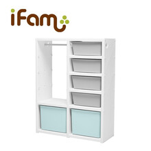 ifam韩国进口 模块收纳柜衣柜书柜整理柜组合模块拼接柜 衣柜[灰色+雾蓝色]