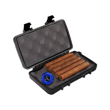 美国Xikar西卡便携式XO雪茄剪刀雪茄钳保湿盒组合装防水高档烟盒便携烟具套装 5支装-黑色保湿盒配蓝色XO剪