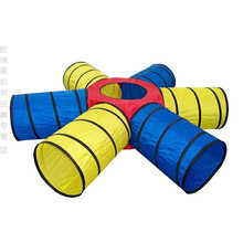 儿童钻洞玩具幼儿园室内阳光爬行隧道钻山洞爬行筒彩虹隧道感统 48CM直径 六通隧道