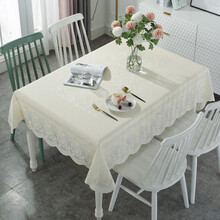咖恩 北欧式餐桌布轻奢防水防油免洗网红长方形卓垫家用蕾丝台布烫金白桌布客厅餐厅日式pvc金色仿布艺 8038米色 长方形 135*180cm