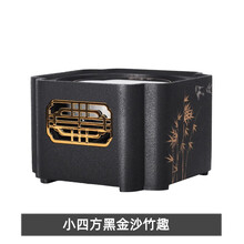 【新品】宋艺轩金属电陶炉静音手绘茶炉家用煮茶器迷你银壶铜壶 电陶茶炉 单炉 小四方黑金沙竹趣