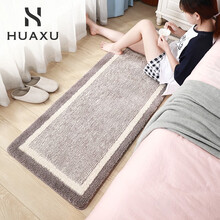 华旭 床边毯 卧室地毯 毛毯床前垫房间客厅飘窗短毛长条垫子家用 灰色-回形 80x200cm【豪华加大款  卧室床边毯】