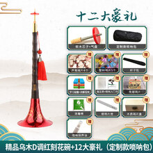 乌木唢呐D调精品唢呐民族风吹奏唢呐乐器全套 精品乌木D调红刻花碗+12大+定制唢呐包