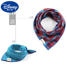 迪士尼(Disney) 品质京选尚新软软韩国儿童方巾围巾纯棉纱婴儿口水巾三角宝宝围嘴头巾 红蓝格反面条纹 14#
