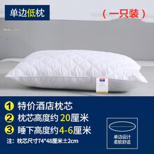 羽丝绒枕头单人双人枕芯一对装家用酒店护颈椎枕睡觉专用学生宿舍 单边绗缝【低枕】一只装