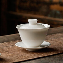 乐叙 羊脂玉瓷盖碗德化三才碗陶瓷功夫茶具茶杯简约中国白瓷手工泡茶碗单个 香逸玉瓷盖碗大号200ml礼盒装