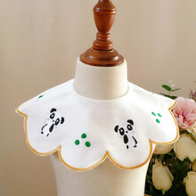 婴儿口水巾宝宝公主围兜360度可旋转圆形围嘴造型 军绿色 绿点熊猫 口水巾