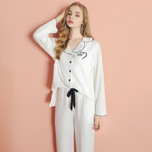 【JD仓】乔月月子服纯棉秋季新款纯色简约孕妇哺乳睡衣套装 简约白 XL码