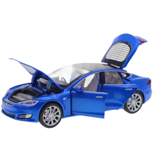 大号特斯拉MODEL-X玛莎拉蒂跑车合金车模儿童玩具1:32声光回力汽车模型仿真男孩小汽车礼物  特斯拉MODEL-S蓝色 轿车版（6开门）