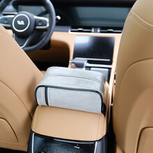 伴君 理想ONE专用纸巾盒扶手箱绑带车载餐巾纸盒椅背坐式皮革抽纸盒套 灰色