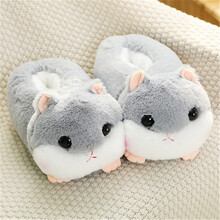 优品鞋男女儿童全包跟高帮冬天保暖毛毛棉鞋室内月子鞋厚底 灰松鼠 女款35-39