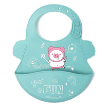didinika迪迪尼卡宝宝吃饭围兜硅胶围嘴 婴儿辅食兜喂食喂饭防水饭兜儿童吃饭衣兜 浅蓝色