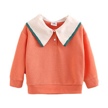 贝壳元素宝宝翻领卫衣 春装新款女童童装儿童外套wta196 桔色 110