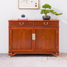 贡艺名居 红木家具缅甸花梨（学名：大果紫檀）餐边柜新中式置物柜全实木边柜储物柜餐边柜 两抽（长118*宽42*高86）