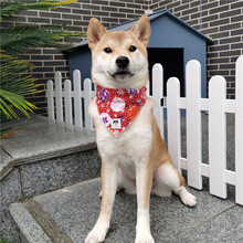 柴柴 日式唐草纹口水巾和风樱花 宠物纯棉猫狗狗配饰柴犬三角巾围脖领巾 红 L(参考19-40斤)