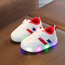 【精选好货】学步婴儿鞋童鞋一岁半宝宝秋冬鞋子1-3-5岁6棉鞋通用宝宝运动鞋 红色 007亮灯鞋 内长13.5cm 21码